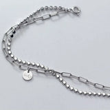 925 Silver Double Letter Discs Bracelet for Women