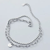 925 Silver Double Letter Discs Bracelet for Women