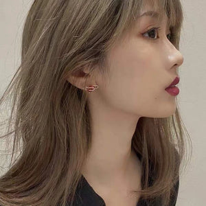 925 Silver Diamond Red Heart Earrings