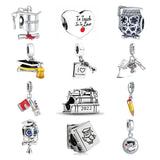 925 Silver Mortarboard Pendant Owl Bead Necklace Charms for Women