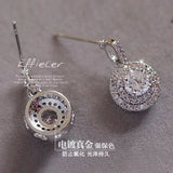 925 Silver Crystal Earrings Retro Woman Jewelry