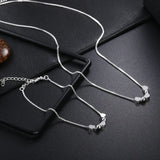 925 Silver Heart Bracelet Necklace Set