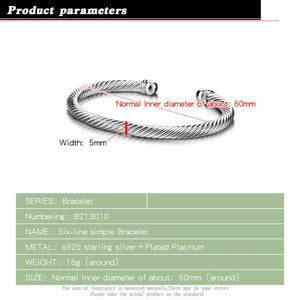 925 Silver Twisted Lines Bracelet 5M8MM Wide