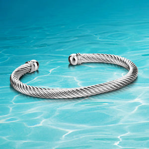 925 Silver Twisted Lines Bracelet 5M8MM Wide