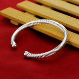925 Silver Twisted Lines Bracelet 5M8MM Wide