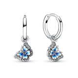 925 Silver Crown Sun Butterfly Drop Earrings