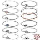 925 Silver Heart Clasp Beads Bracelet for Charms DIY