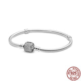 925 Silver Heart Clasp Beads Bracelet for Charms DIY