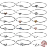 925 Silver Heart Bucket Bracelet for Charm Beaded DIY Jewelry