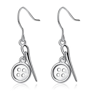 925 Sterling Silver Button Pin Earrings