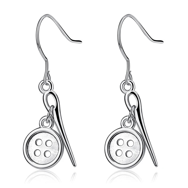 925 Sterling Silver Button Pin Earrings