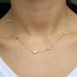 925 Sterling Silver CZ Bead Women Choker Necklace
