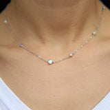 925 Sterling Silver CZ Bead Women Choker Necklace