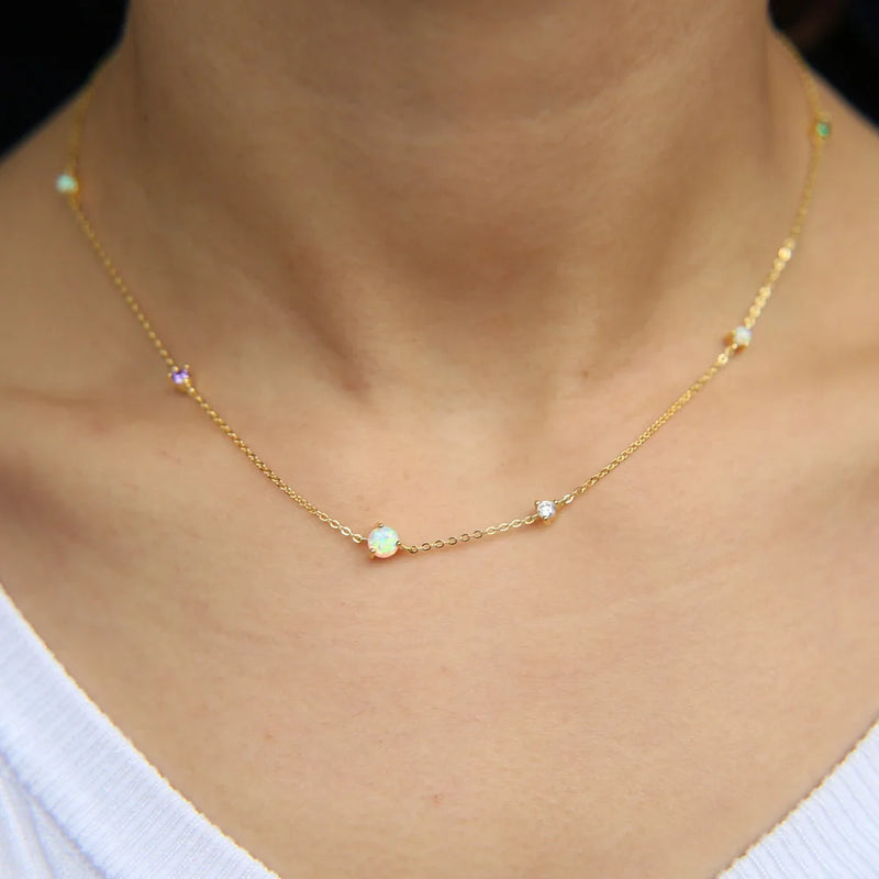 925 Sterling Silver CZ Bead Women Choker Necklace