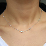 925 Sterling Silver CZ Bead Women Choker Necklace