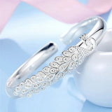 925 Silver Peacock Bracelet Bangle Wedding Jewelry