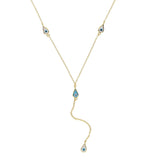 925 Silver Enamel Eyes Tear Drop Charm Lariat Necklace