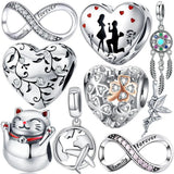 925 Silver Heart Clover Beads for 3MM Charm Bracelet