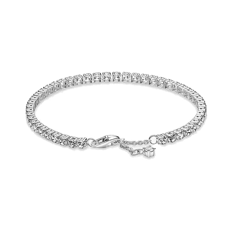 925 Sterling Silver Tennis Bracelet Adjustable Fit DIY Jewelry