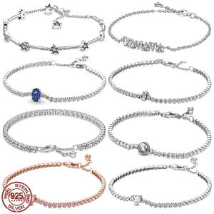 925 Sterling Silver Tennis Bracelet Adjustable Fit DIY Jewelry