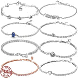 925 Sterling Silver Tennis Bracelet Adjustable Fit DIY Jewelry