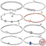 925 Sterling Silver Rose Heart Adjustable Bracelet for Charm Beads DIY