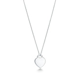 925 Silver Peach Heart Tricolor Love Necklace Enamel Pendant Chain