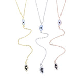 925 Sterling Silver Evil Eye Y Lariat Necklace