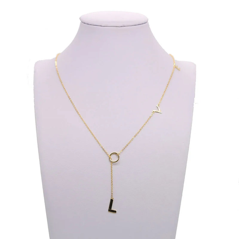 925 Silver LOVE Y Lariat Necklace