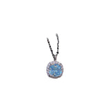 925 Silver Necklace with Aquamarine & Diamond Pendant