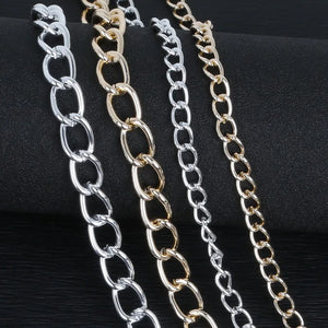 Rhodium/Gold Aluminum Twisted Chain Necklace Chain 9x6mm 15x10mm