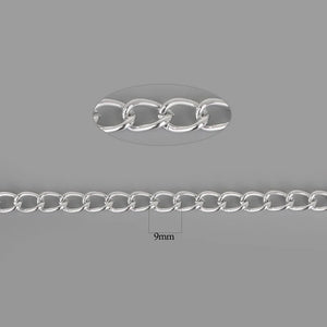 Rhodium/Gold Aluminum Twisted Chain Necklace Chain 9x6mm 15x10mm