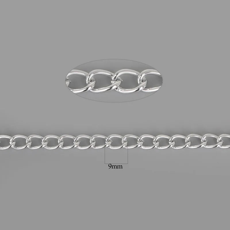 Rhodium/Gold Aluminum Twisted Chain Necklace Chain 9x6mm 15x10mm