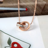 Crystal Roman Numeral Pendant Double Buckle Necklace