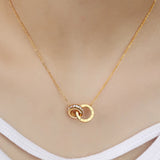 Crystal Roman Numeral Pendant Double Buckle Necklace