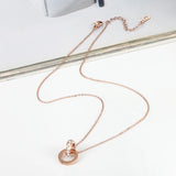Crystal Roman Numeral Pendant Double Buckle Necklace