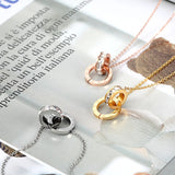 Crystal Roman Numeral Pendant Double Buckle Necklace