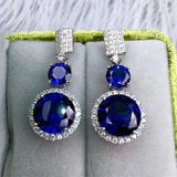 Sapphire Earrings 925 Silver Set for Wedding