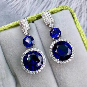 Sapphire Earrings 925 Sterling Silver Wedding Jewelry Set