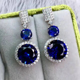Sapphire Earrings & Necklace Set 925 Silver Wedding Jewelry for Women