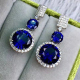 Sapphire Earrings 925 Silver Set Wedding Drop Earrings Necklace Pendant