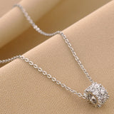 Dense Inlaid Rhinestone Ladies Necklace Titanium Steel Gold-plated Pendant