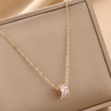 Dense Inlaid Rhinestone Ladies Necklace Titanium Steel Gold-plated Pendant