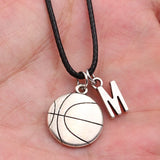 A-Z Letter Basketball DIY Pendant Leather Necklace For Men Women Jewelry Couple