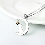 Moon Cat Pendant Necklace for Women Wedding