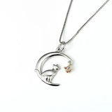 Moon Cat Pendant Necklace for Women Wedding