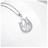 Horse Head Pendant Necklace 925 Sterling Silver Jewelry
