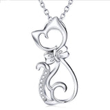 S925 Sterling Silver Butterfly Cat Necklace Clavicle Chain