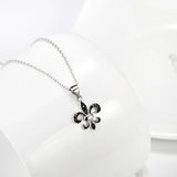 S925 Sterling Silver Leaf Pendant Necklace with Zircon Stones