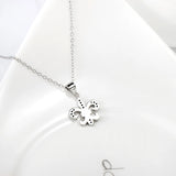 S925 Sterling Silver Leaf Pendant Necklace with Zircon Stones